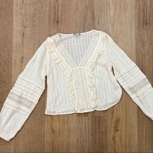 American Eagle Outfitters Cream Lace Blouse